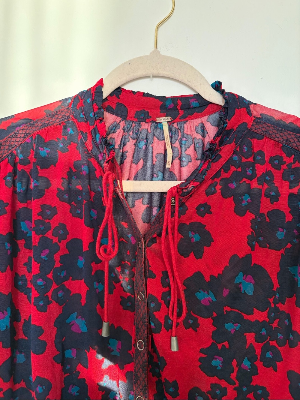 FREE PEOPLE LOVE LETTER Oversized Flowy Floral Snap Down Tunic Top Dress XS - Picture 5 of 16